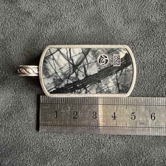 David Yurman XL XLarge Picasso Jasper Dog Tag Pendant - RARE - Picture 13 of 15